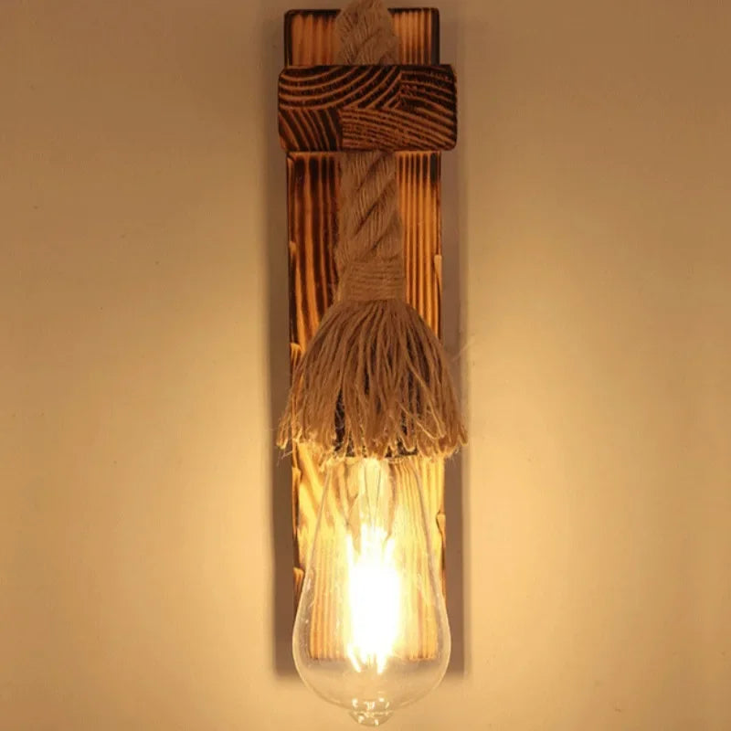 American country wood wall lamp personalized solid retro old living room aisle balcony corridor decorative