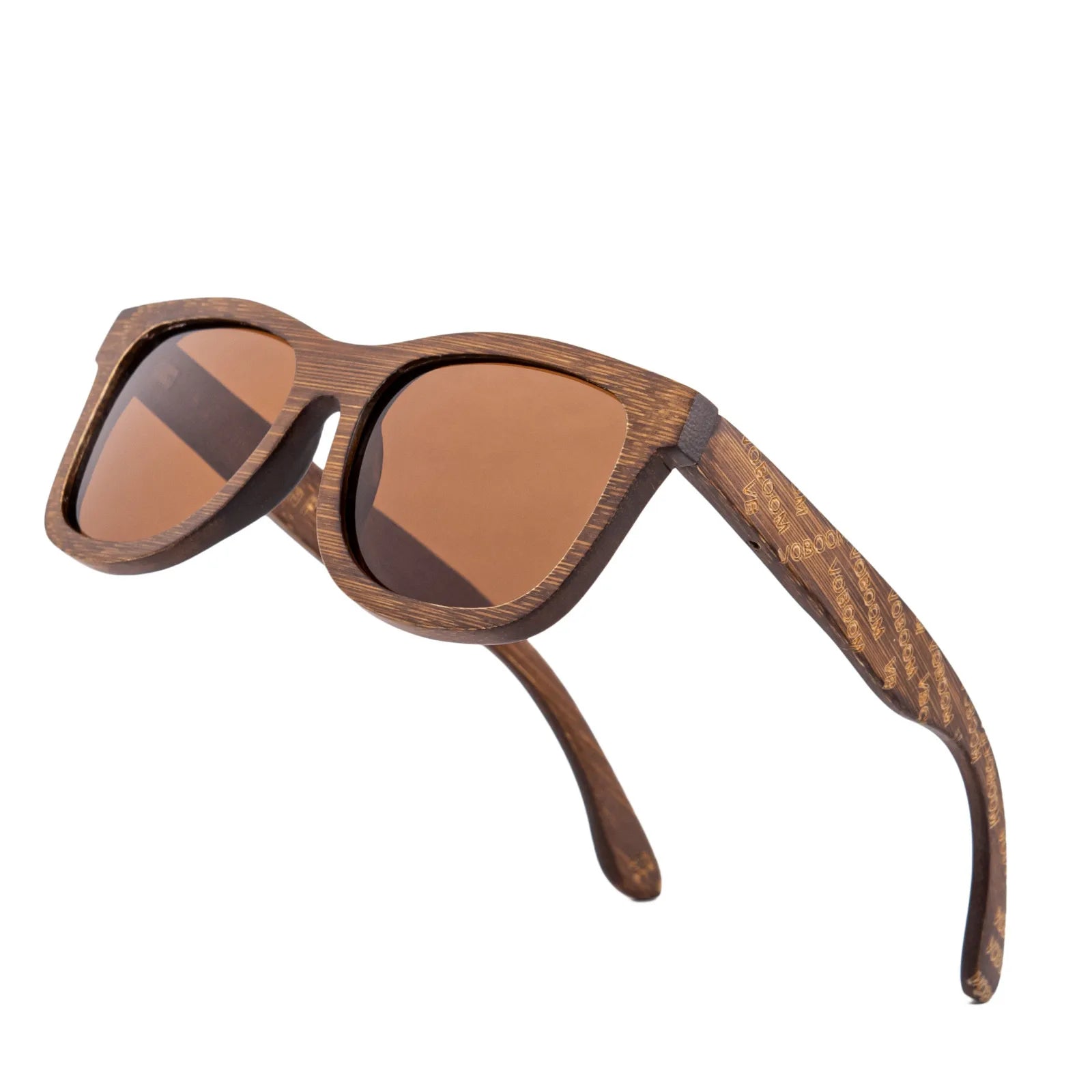 Voboom wooden sunglasses men black frame engraving letter handmade polarized lenses eyewear vv - brown style2