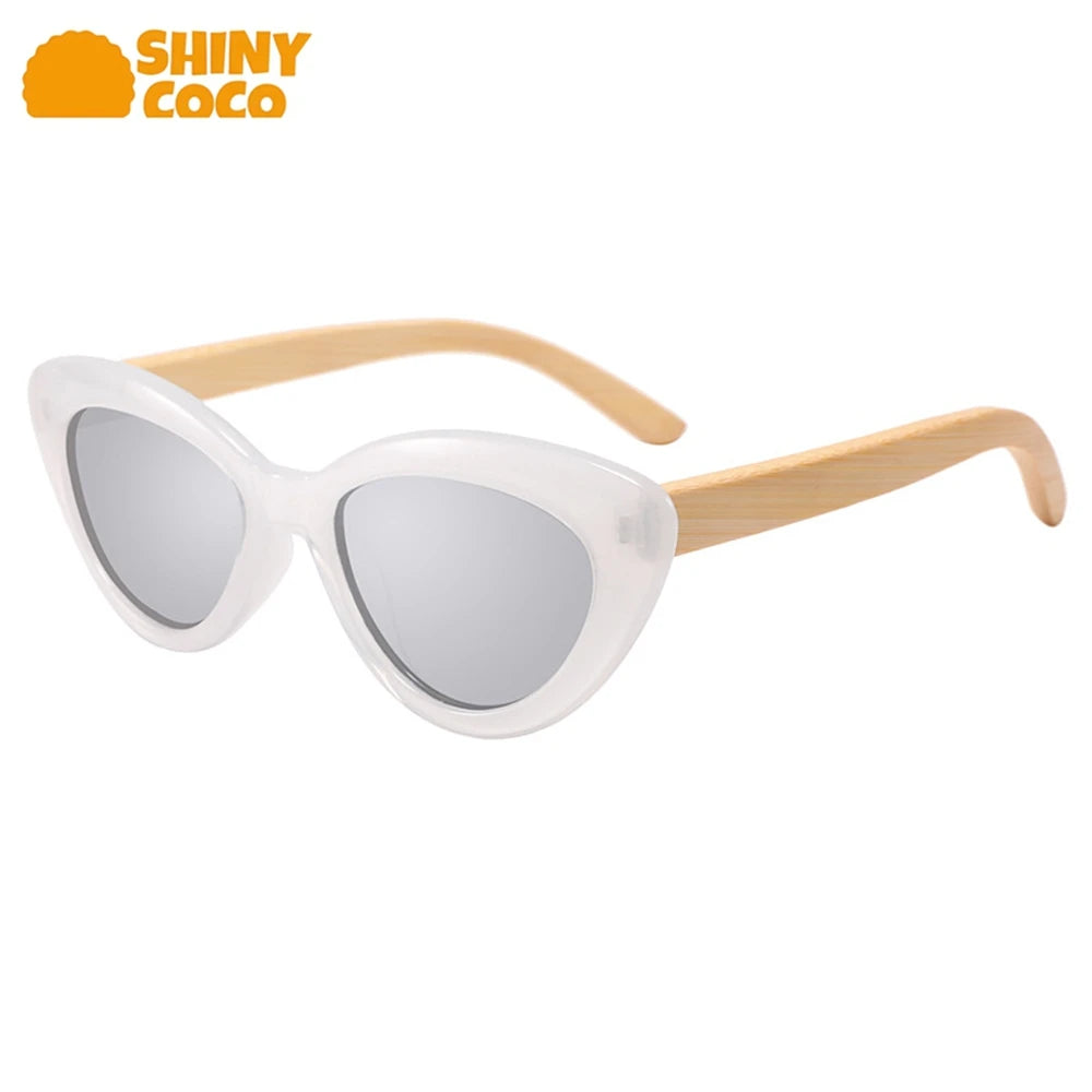 Shinycoco luxury brand cat eye sunglasses wooden legs retro uv protection bamboo wood polarized
