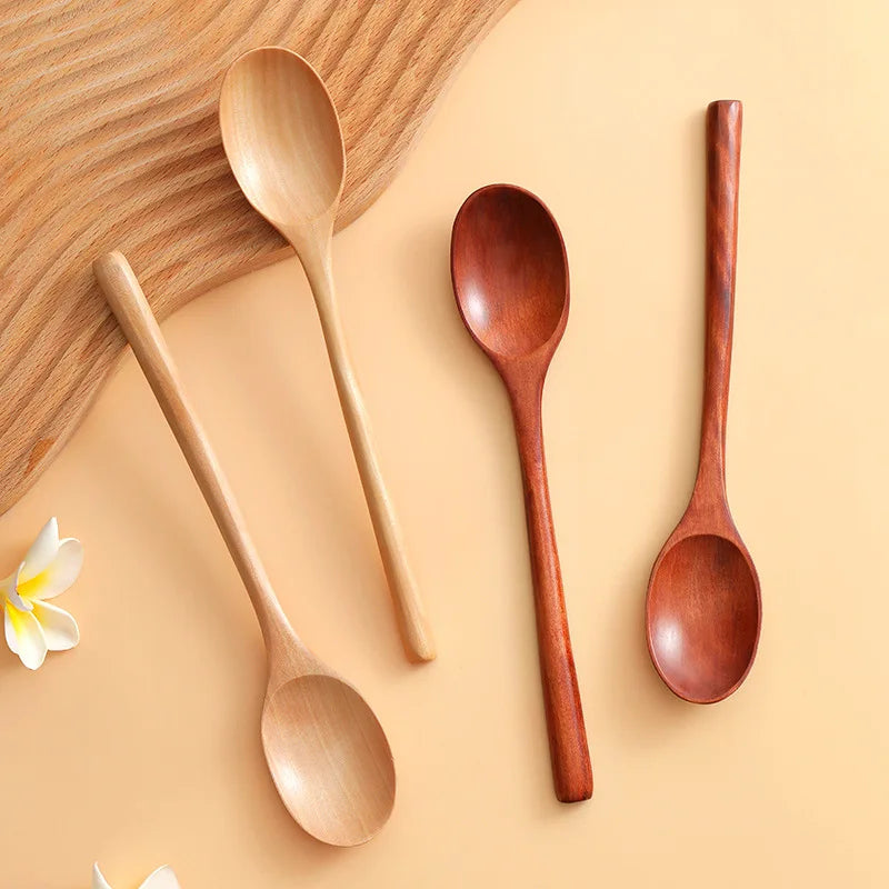 1pc wooden spoon tableware kitchen cooking utensil tools soup tea catering tool coffee teaspoon honey