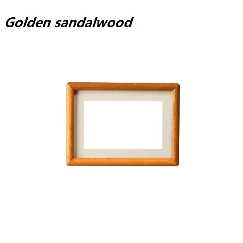 Solid wood round corner picture frame walnut and golden sandalwood minimalist design tabletop home decor - 19.2x14.2cm