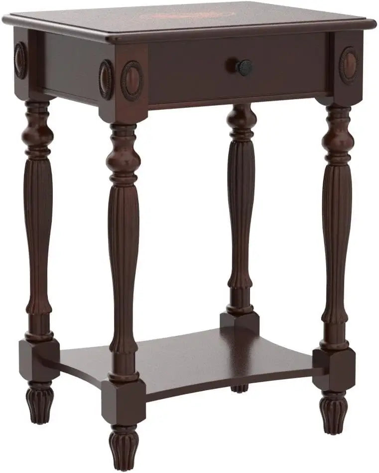 Solid wood side table with drawer victorian style vintage nightstand antique cherry end tables living room bedroom 19.7x