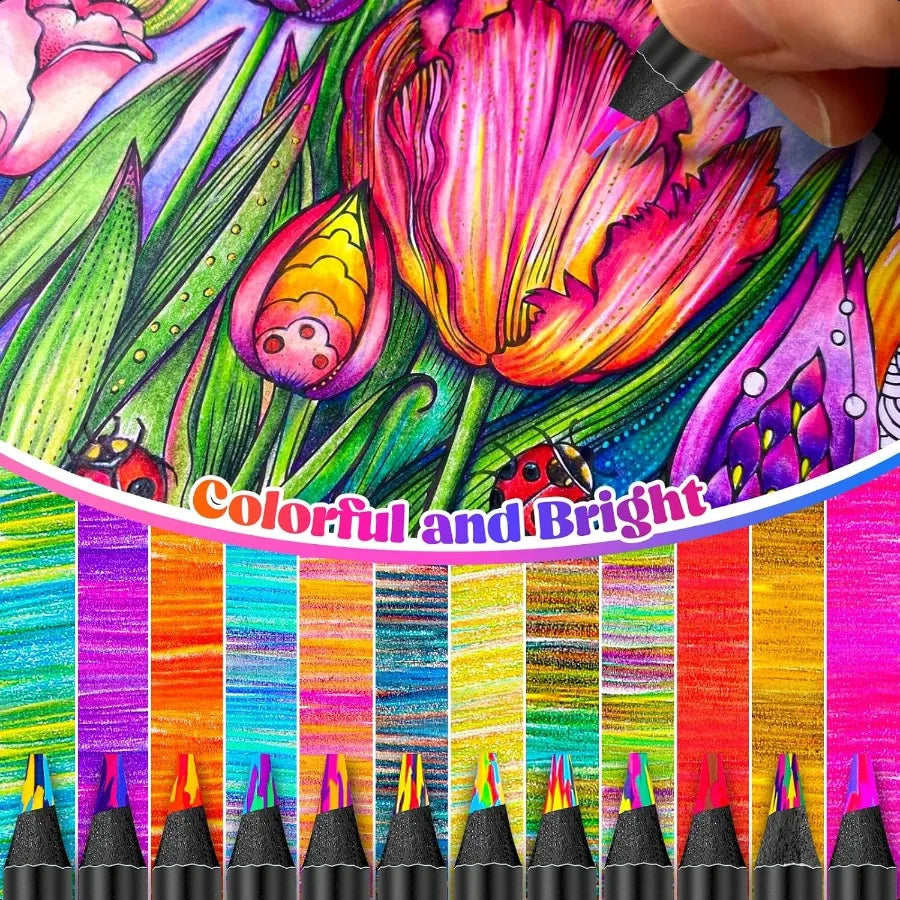 48pack rainbow colored pencils stocking stuffers for gifts teen girls 4 5 6 8 9 10 11 12 year old fun party favors cute