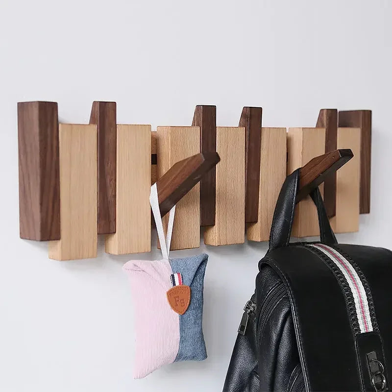 Black walnut coat rack wall mounted solid wood clothes hooks hallway entrance door hanger home decor ds furniture