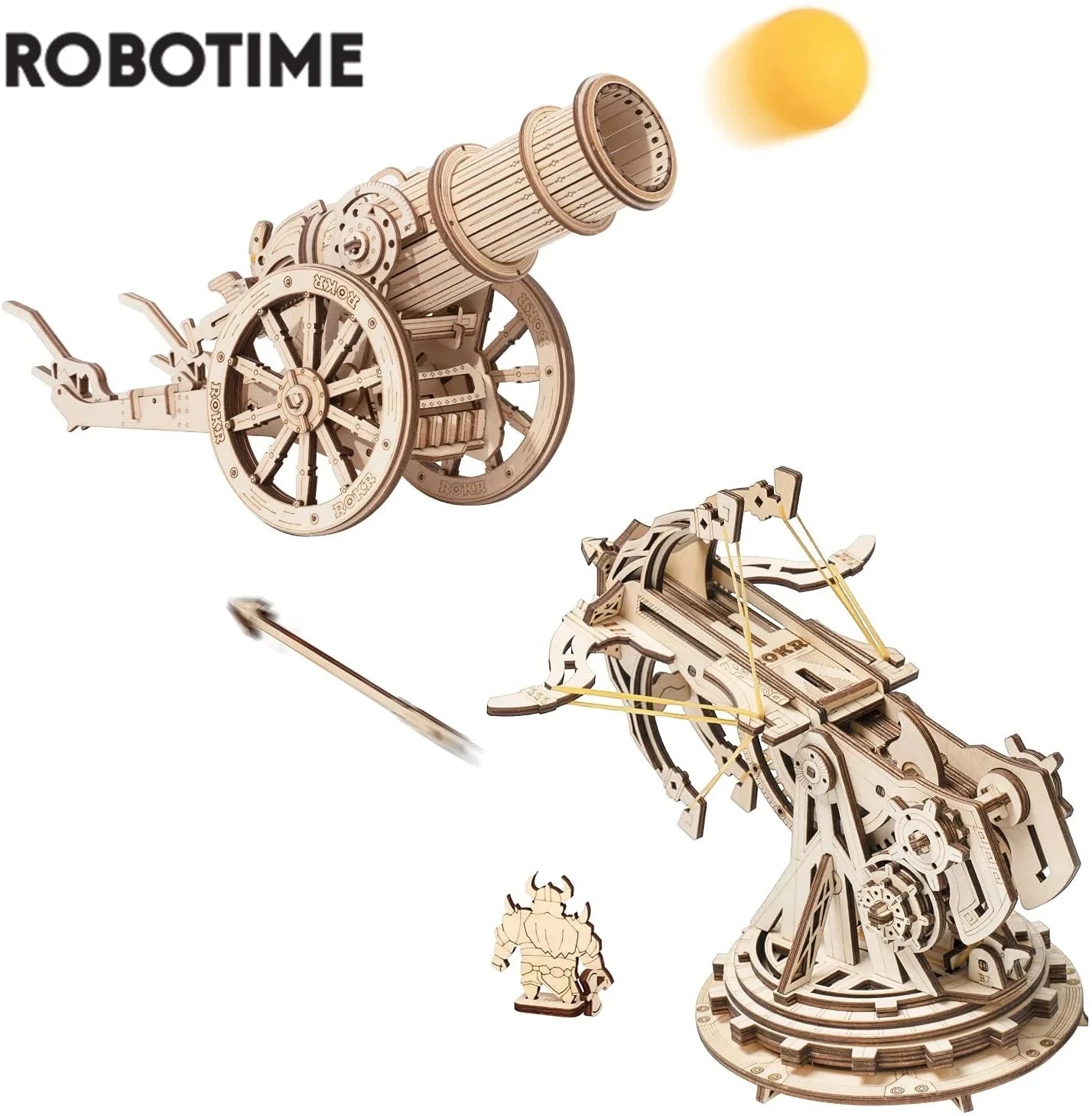 Robotime 3d wooden puzzle medieval siege weapons game assembly set gift for children teens adult war strategy toy kw401