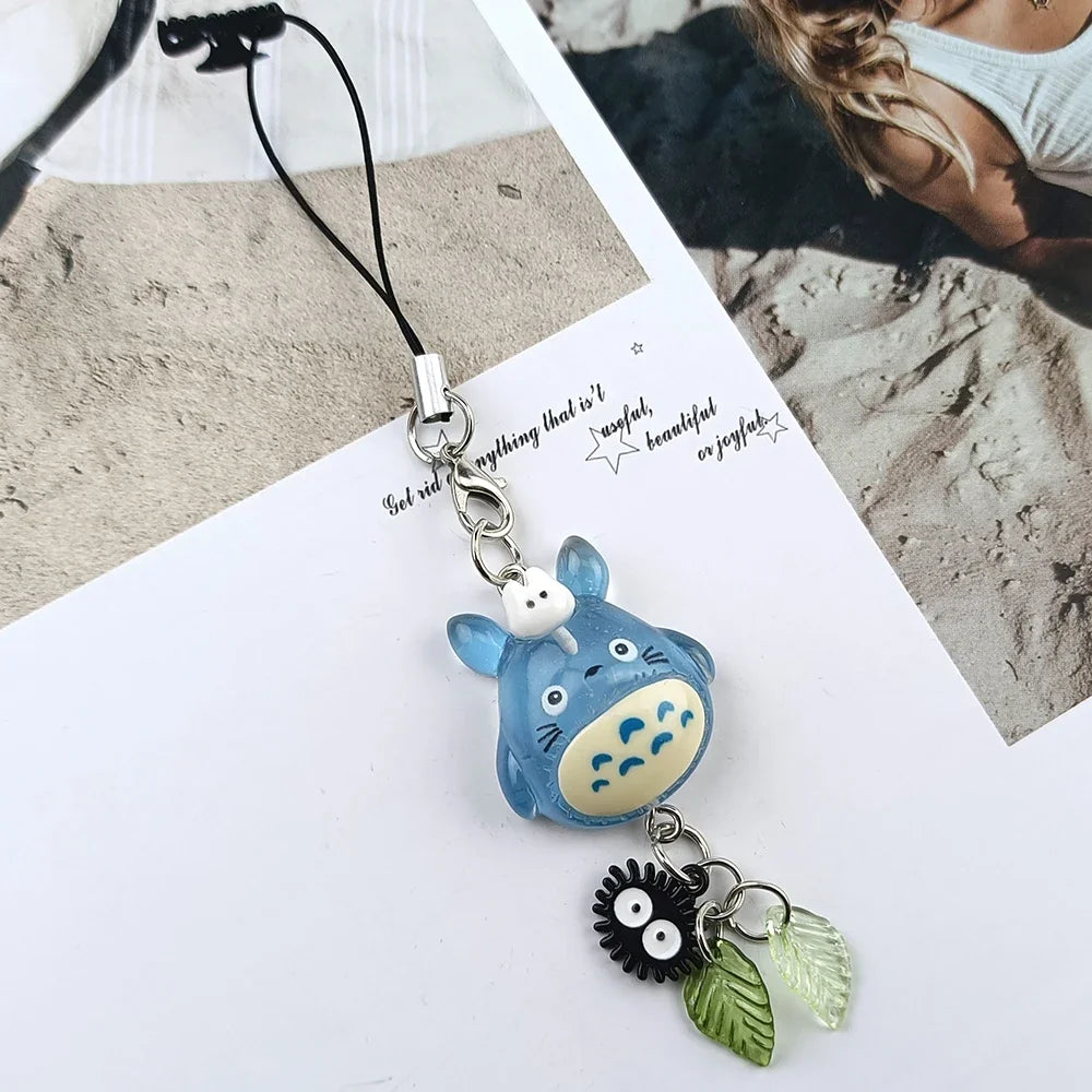 Kawaii blue animal totoro phone charm soot sprite keychain woodland anime cat cosplay pendant accessories handmade y2k