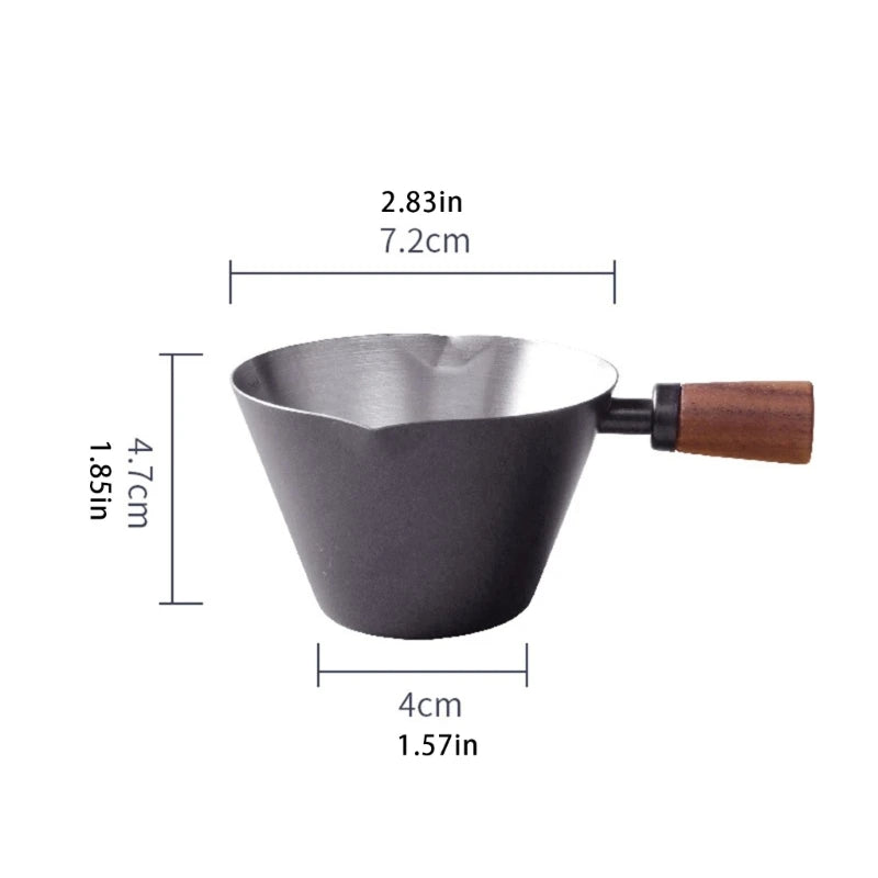 Stainless steel espresso cup 90ml with wooden handle for coffee enthusiasts gift.y5ga