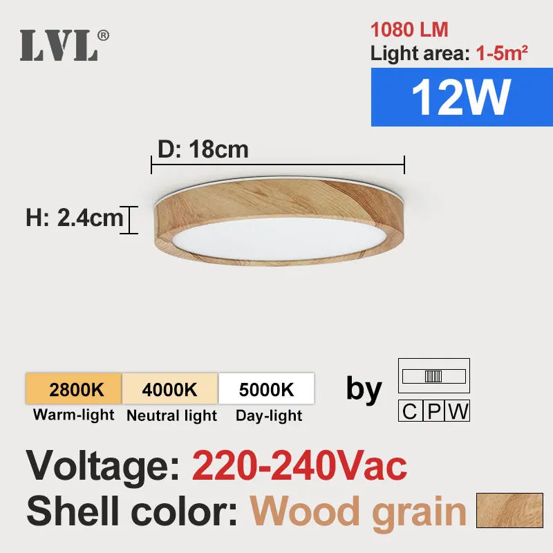 Modern led ceiling light wood grain golden one with 3 colors home lighing kitchen bedroom bathroom surface lamp