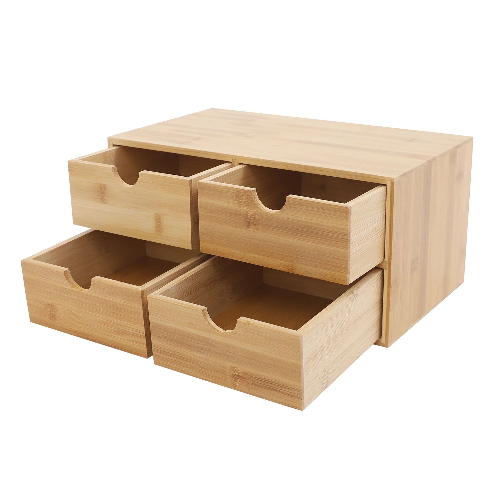 Bamboo 4-drawer desktop organizer 12.99x7.48in wood office desk storage for makeup stationery minimalist home decor