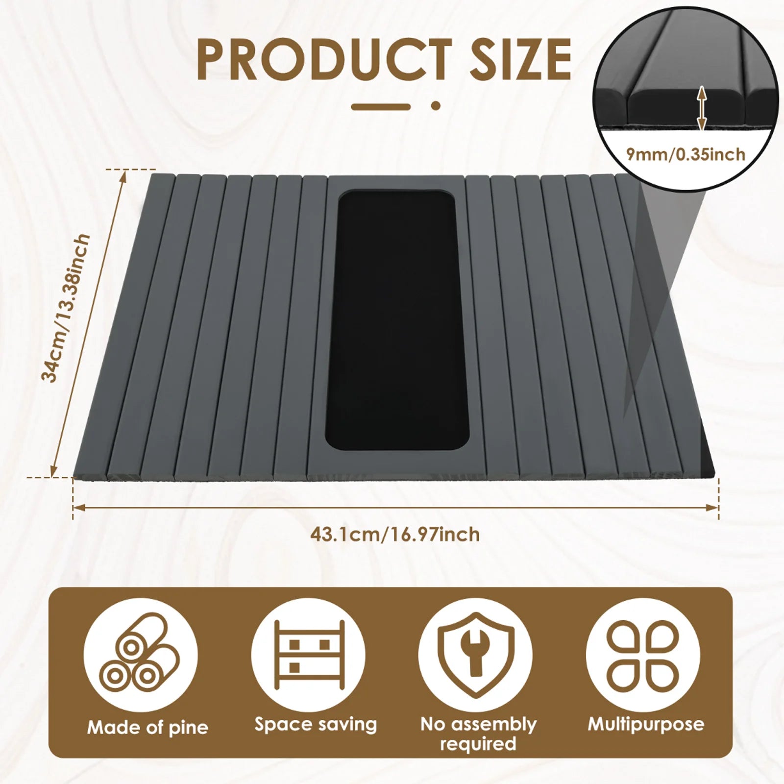 Couch cup holder bamboo wood sofa armrest tray foldable anti-slip arm side storage - h / china