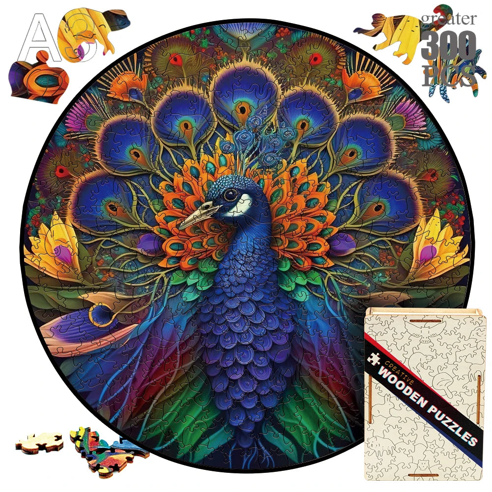 Animal wood puzzle cat fox peacock montessori toys for innovative jigsaw children diy crafts novel products