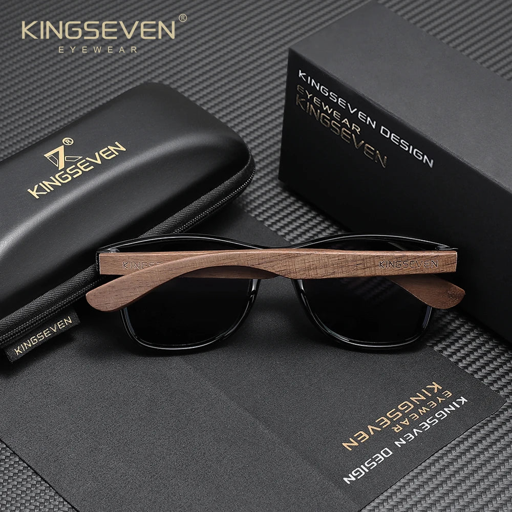 Kingseven black walnut wood sunglasses for man polarized anti-reflecti eyeglass men uv400 protection eyewear accessory