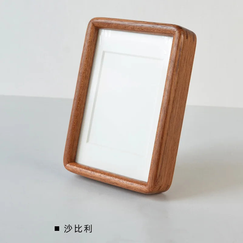 Solid walnut mortise and tenon corner round photo frame premium hardwood wedding dress picture wooden display - shabili