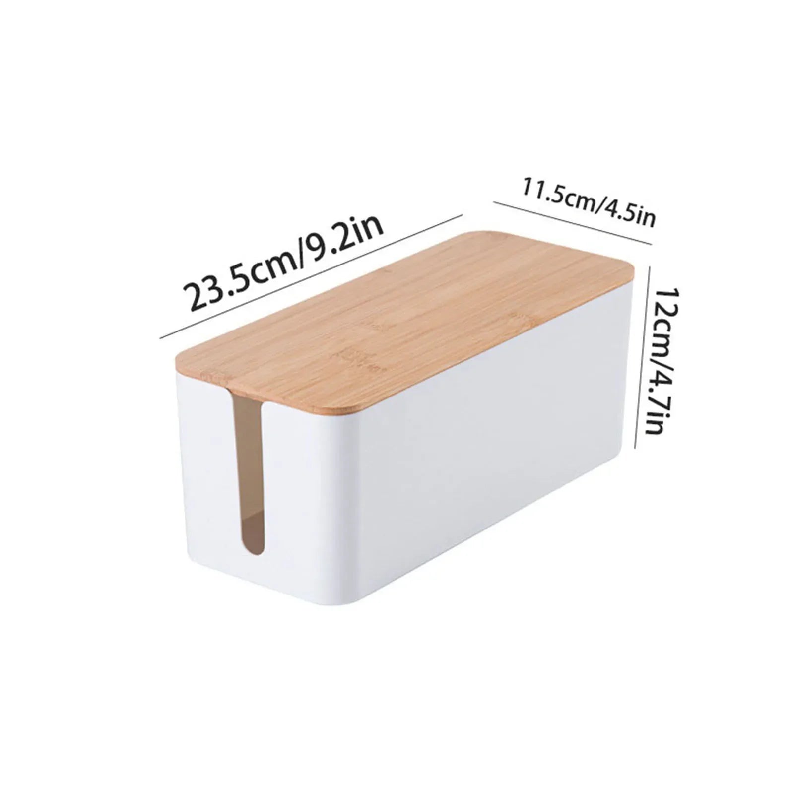 Cable management box cord hider,extension socket organizer with bamboo wood cover for router desk power strip - united