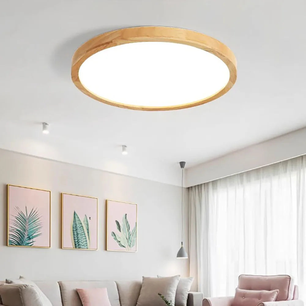 Nordic ultra-thin led wooden ceiling lamp for living room bedroom light wood fixture modern acrylic lampshade