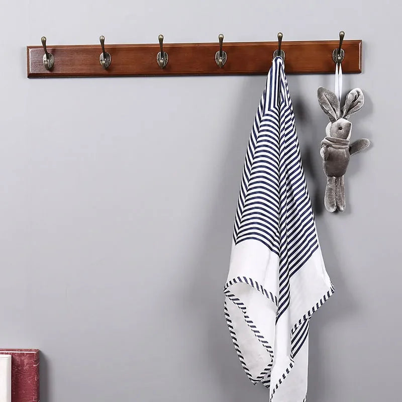 Nordic wooden hooks rack durable wall hanging bathrooms bedroom clothes hats hangers corridor lobby bag keys goods