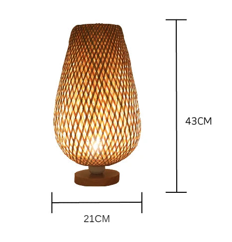 Oudeladi vintage bamboohandicraft table lamps handmade bedroom bedside desk lights living room decor warm bamboo wood