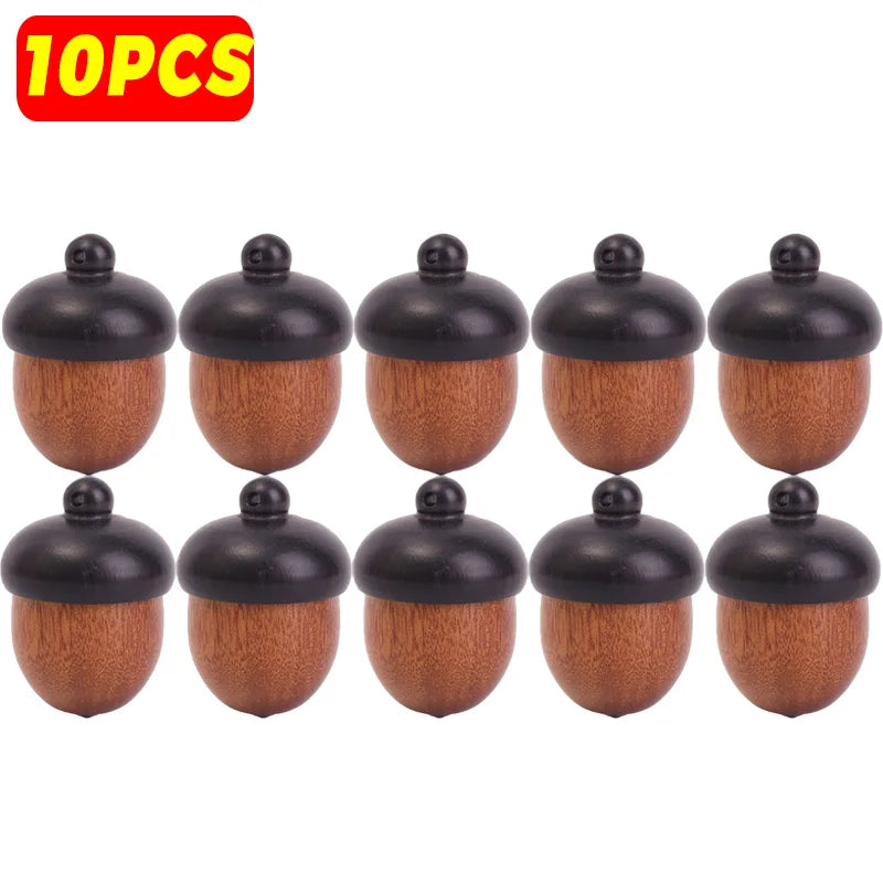 12/1pcs mini solid wood medicine pill box sandalwood pills tablets case portable nut shape storage boxes diy keychain