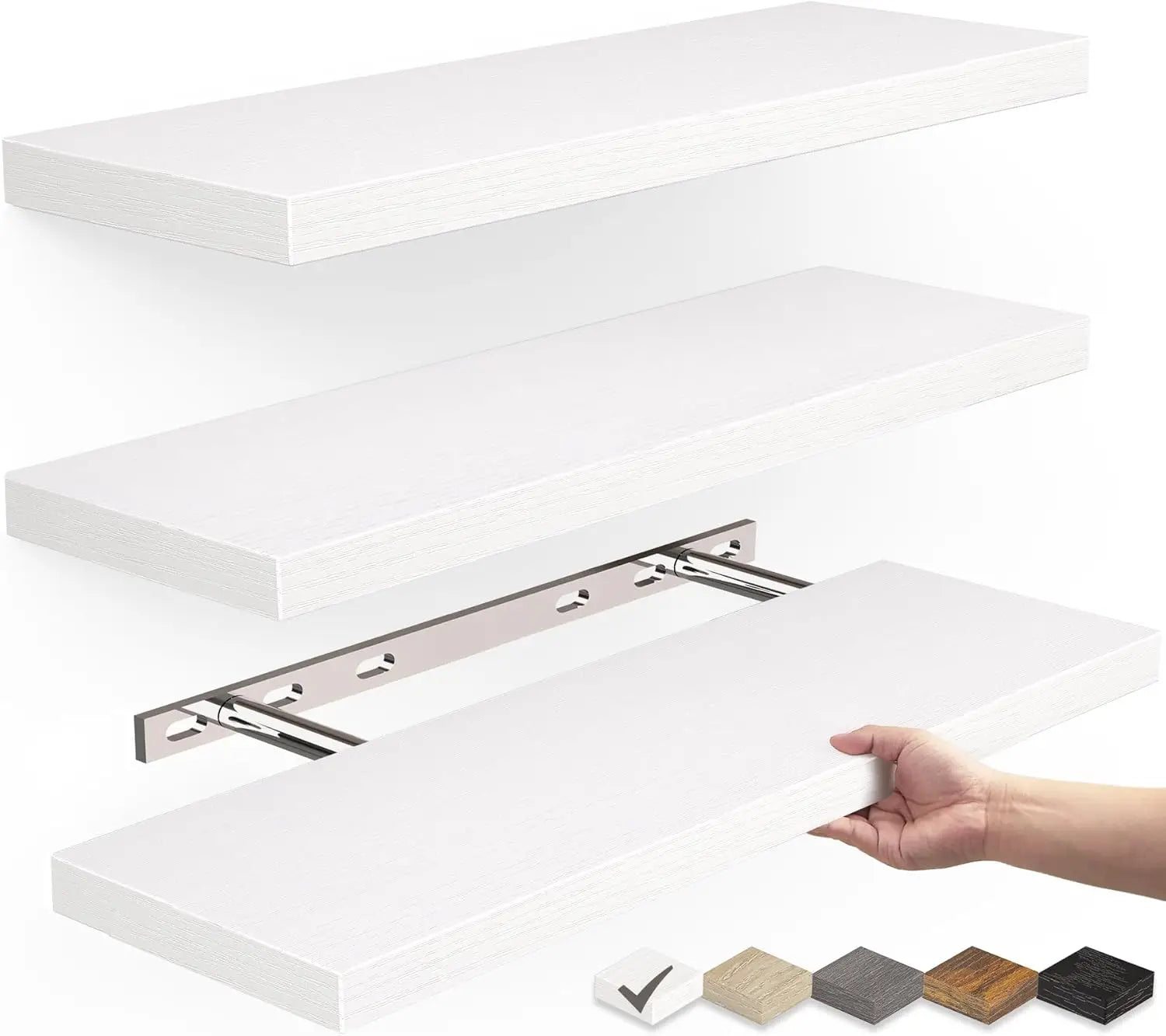 Floating shelves for wall mounted rustic wood bathroom bedroom living room kitchen hanging shelf - united states / black