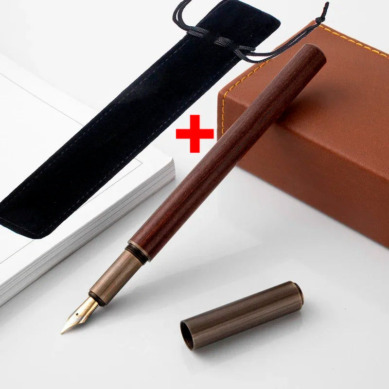 Retro metal fountain pen 0.5mm vintage wooden writing for students art calligraphy gifts stationery supplies