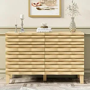 Solid wood face 6 drawer dresser,mid century modern dresser with chest,flutted chest of drawers moire patten