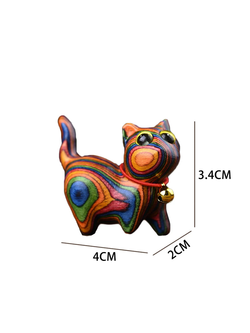 Mini natural wood cat dog miniatures hand-carved wooden puppy kitty figures room decor home decoration accessories - c3