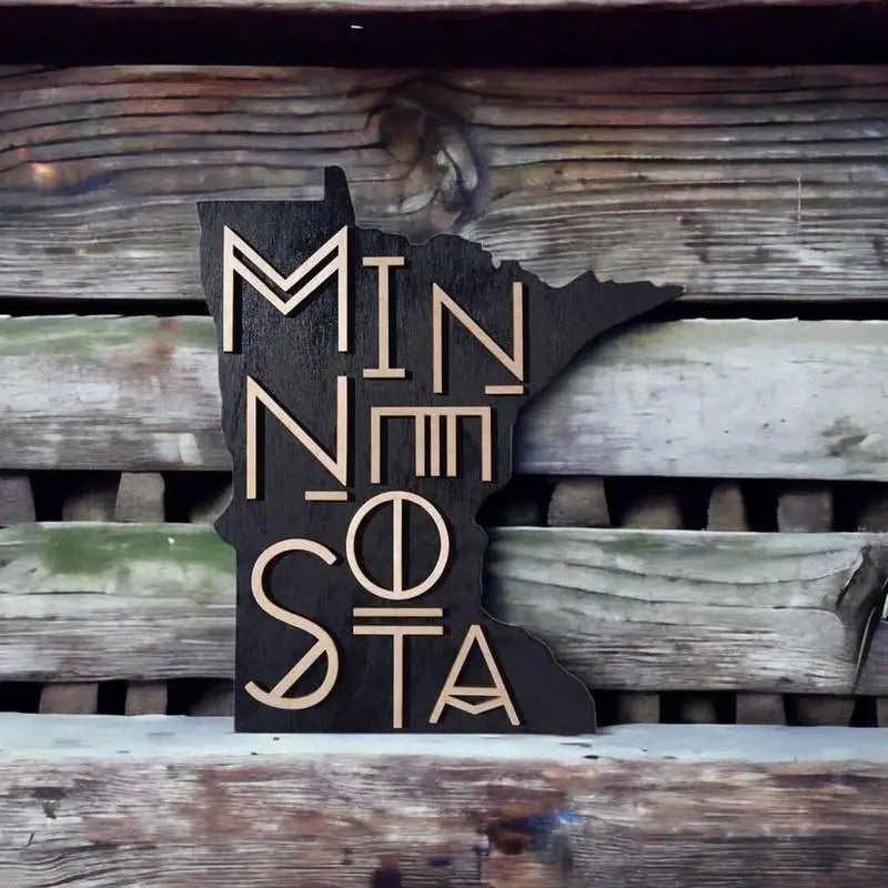 Rustic wood sign map cutout state shaped wall art us decoration pediments 3d ornament for homesick