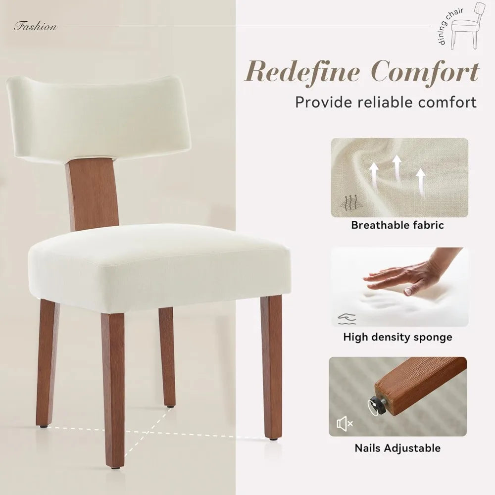 Wooden dining chairs set of 2,mid-century modern armless kitchen with curved backrest -hardwood frame farmhouse