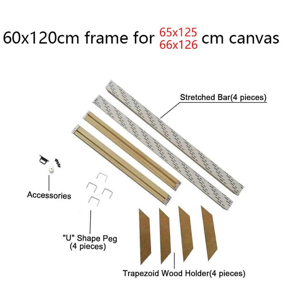 60x120cm wooden frame for 65x125cm canvas prints diamond painting kit picture and poster wood bars wall home decor