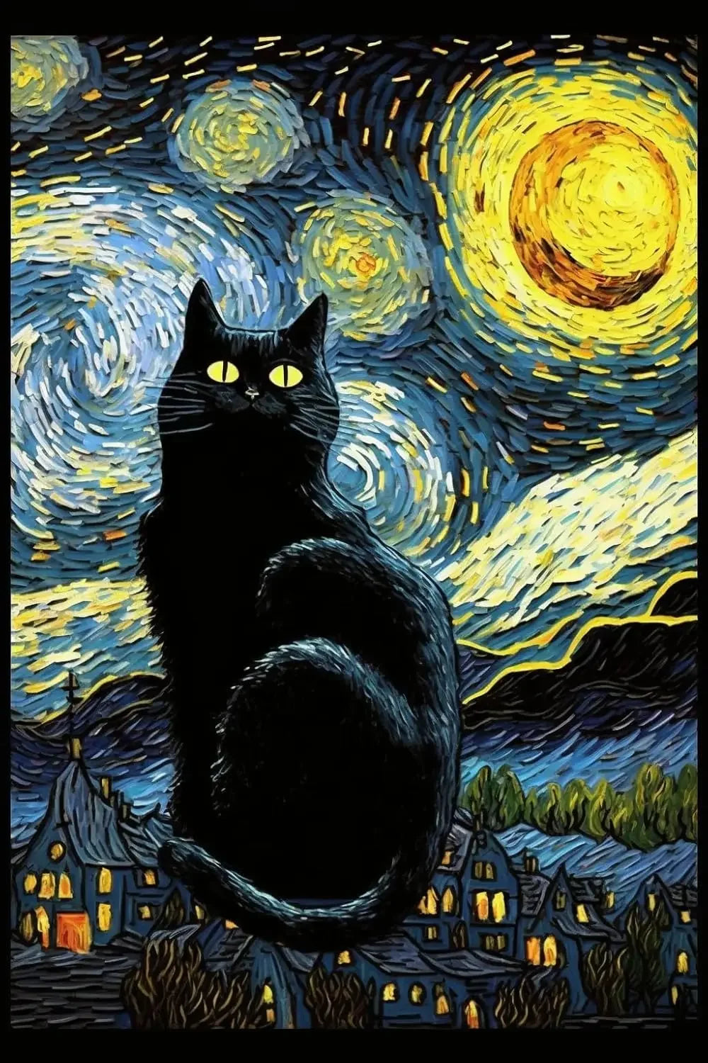 1000/500/300 pieces starry night black cat jigsaw puzzle home decor for adults game family fun puzzles educational toys