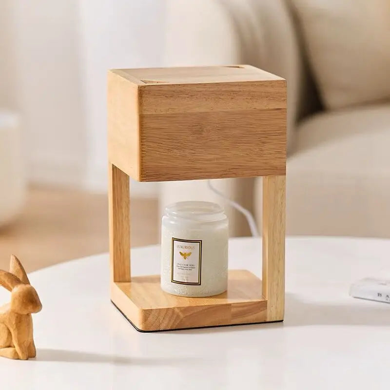 South korean solid wood lamp body electric candle warmer wax melt lamps scented candles for desk table bedroom night