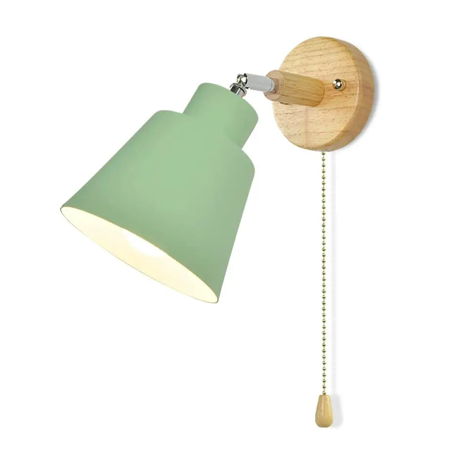 Nordic wood wall lamp with plug and 1.8 meters line cable knob switch creative bedside wall light eu wooden base