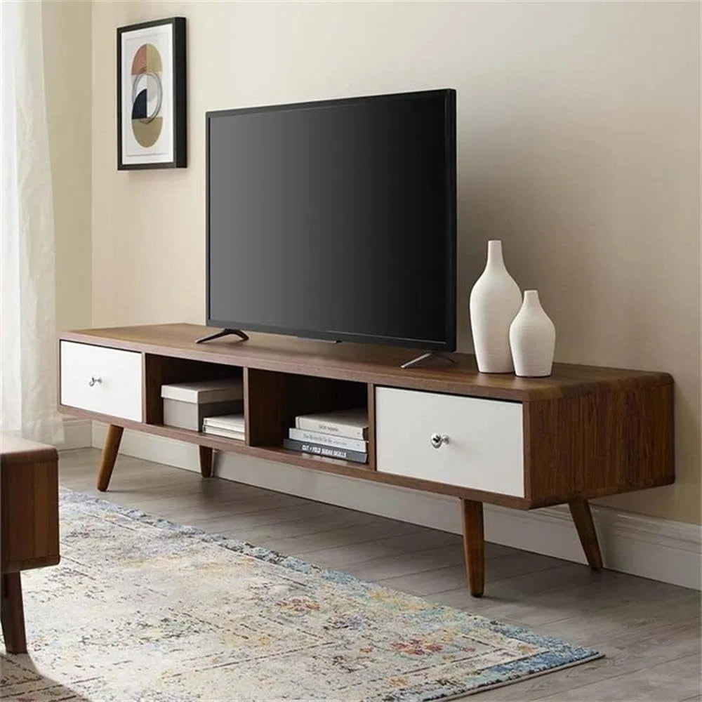 Transmit 70’’ media console wood tv stand 70 inch walnut white - united states