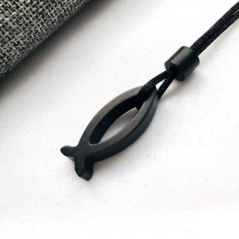 High grade ebony wood necklace for men jewelry personality jesus fish pendant necklaces women party accessories fashion