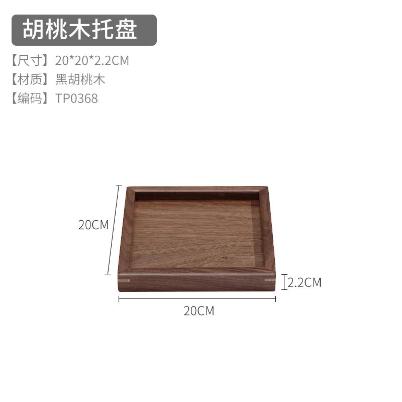 Scandinavian black walnut wood tray rectangular household tea fruit plate high value dinner - tp0368