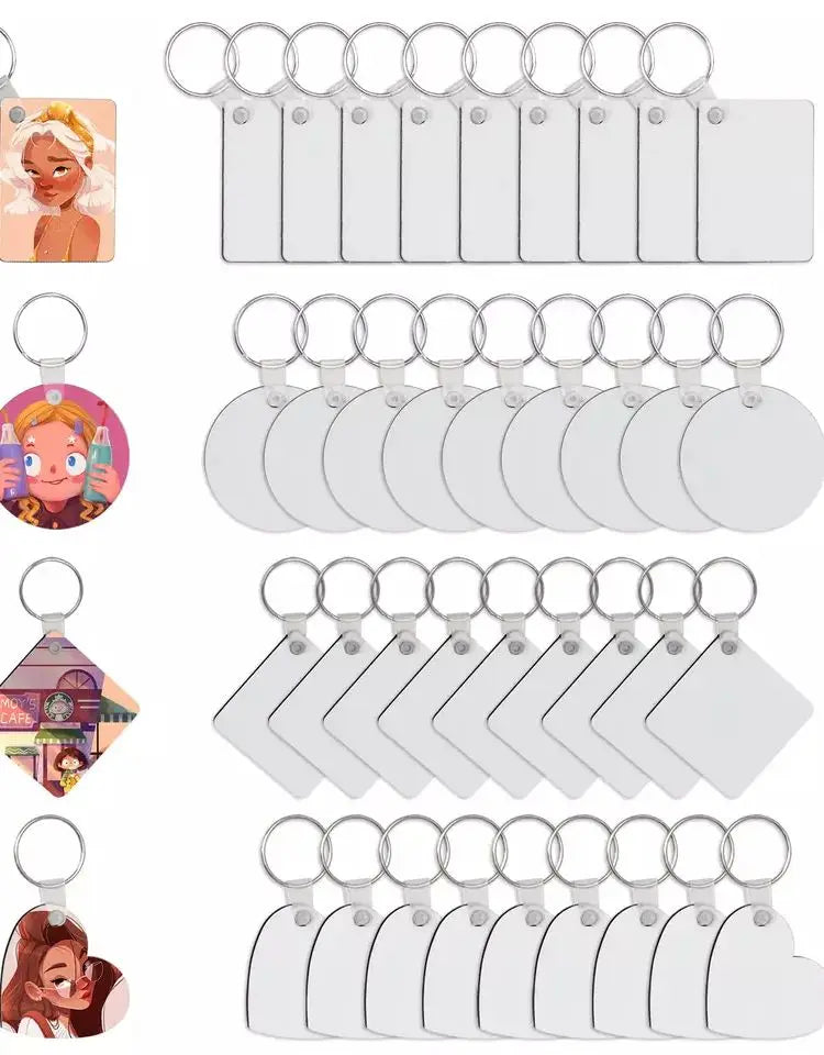 Free shipping 40pcs/lot wholesale custom wood mdf keychain sublimation blanks for gifts - mix - key chain