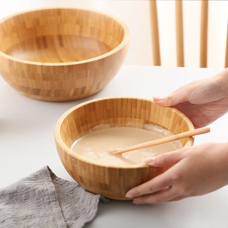 Japanese salad wooden bowl noodle bamboo lamian noodles set large and basin kitchen accessories