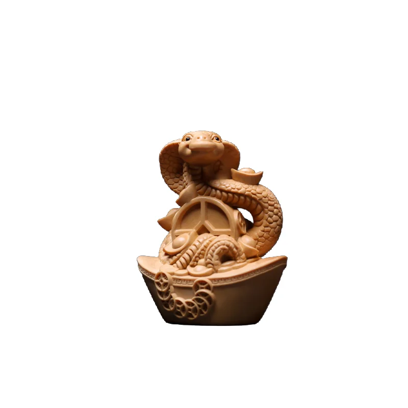 Hand-carved hinoki wood zodiac animal figurine - 6’’ chinese feng shui sculpture home decor collectible art gift
