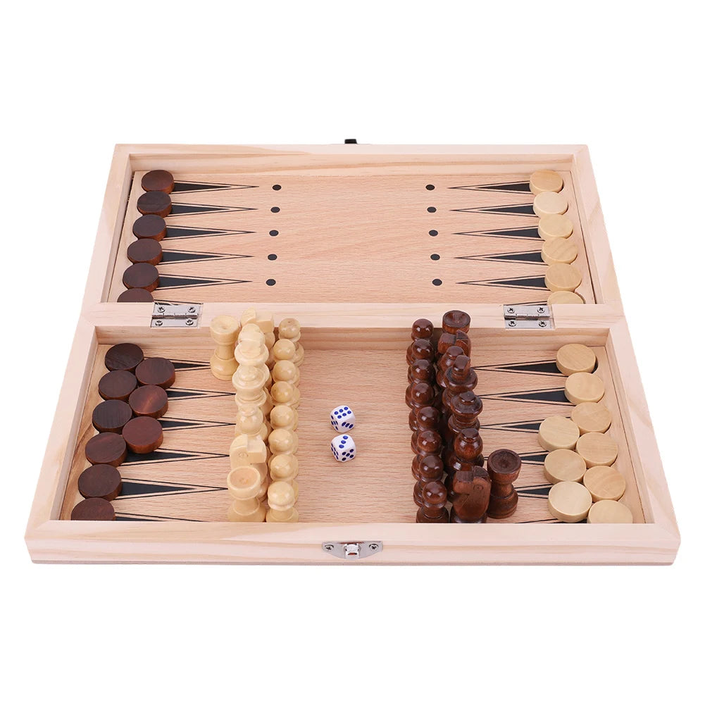 29x29cm 3 in 1 chess chekers backgammon developing strategic thinking wooden set best gifts wood board game for boys