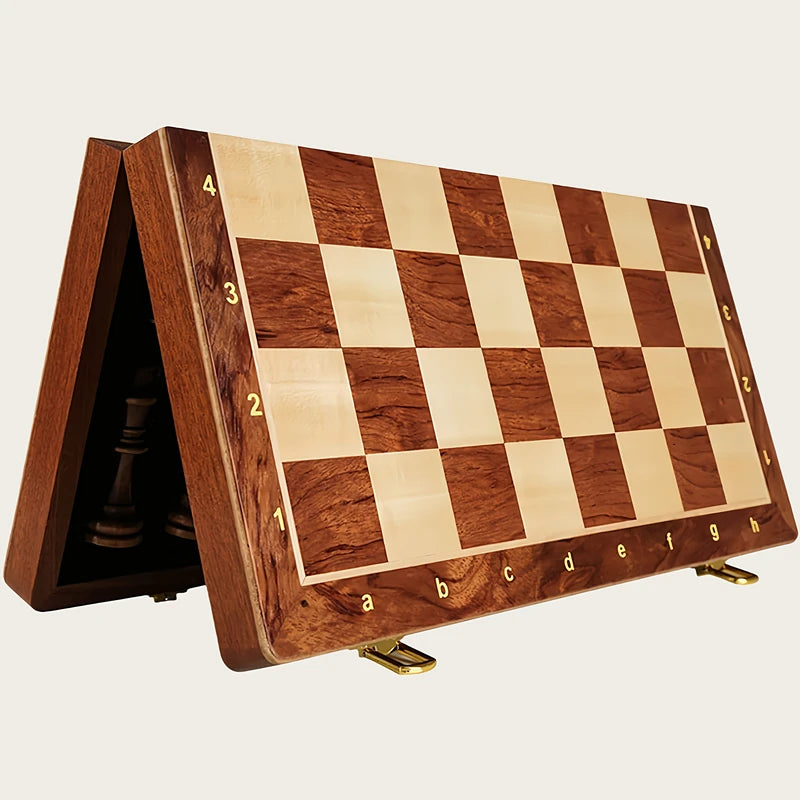 Chess solid wood folding 39cm/15.35inch- comes with 2 additional queens a high-end chess piece competition
