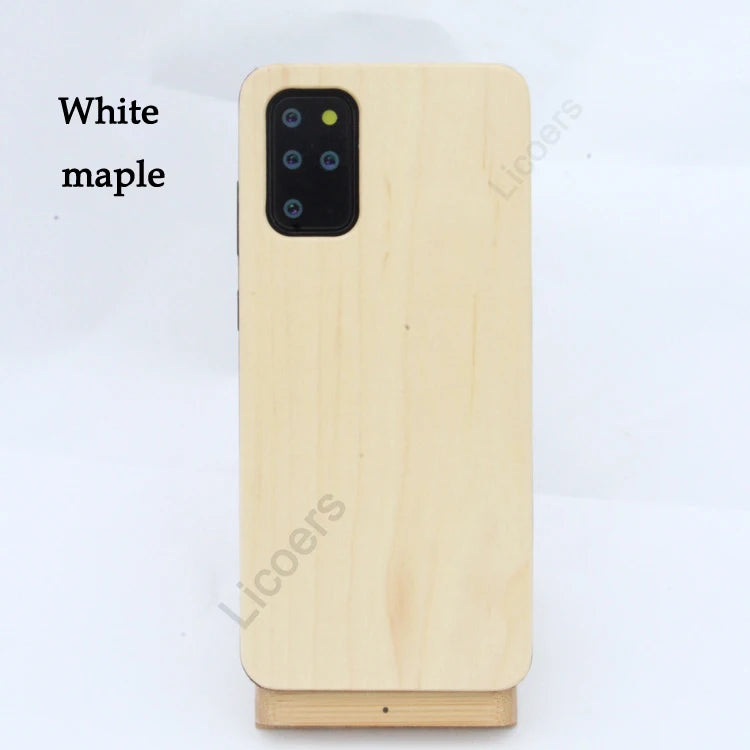 For samsung galaxy s25 s24 s23 s22 s21 fe note 20 s20 ultra plus case thin solid natural wood cherry walnut bamboo