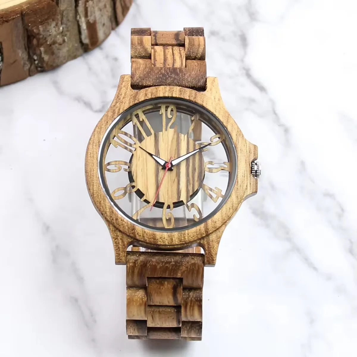 Wooden watches for men handmade engraved wood watch analog quartz men’s - a006