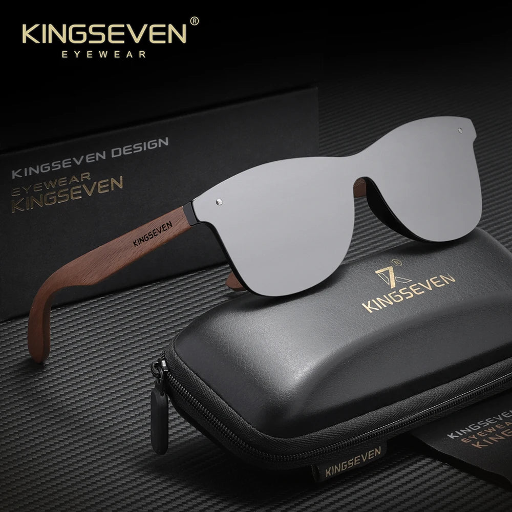 Kingseven black walnut wood sunglasses for man polarized anti-reflecti eyeglass men uv400 protection eyewear accessory