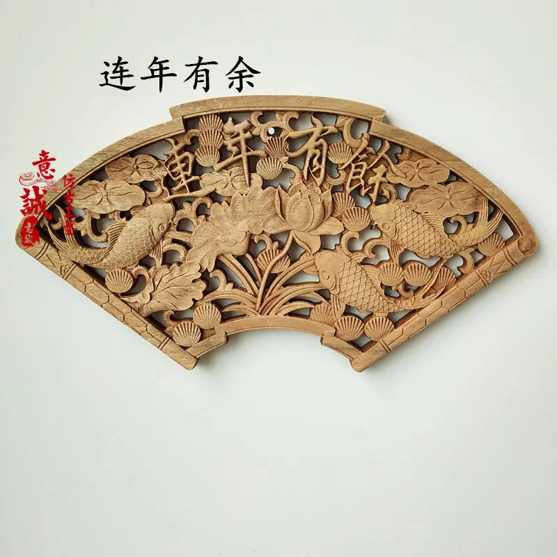 Traditional chinese woodcarving wall hanging camphor wood 3d exquisite dragon phoenix flower carving craft home