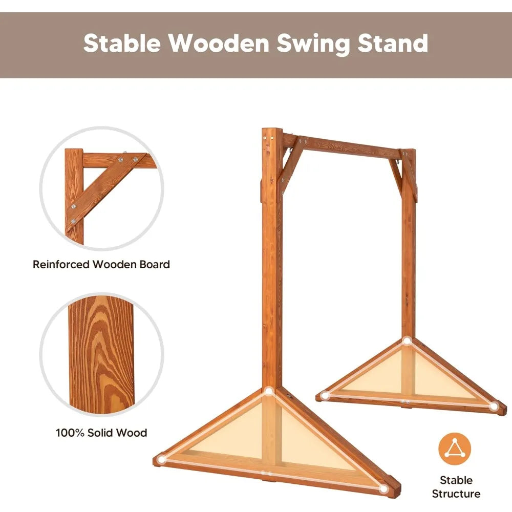 Heavy duty wooden swing frame for adults kids stable porch bench stand outdoor backyard 800 lbs capacity br - united