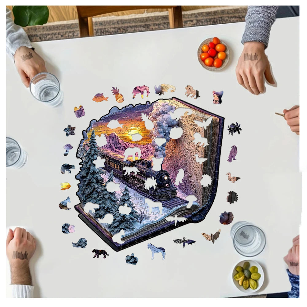 3d train forest wooden jigsaw puzzle for adult and kids 300pcs high challenge educational gift interactive games