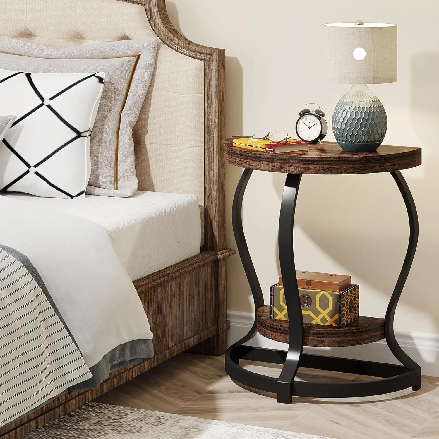 Half-round end table 2-tier half moon side semi circle accent for living room bedroom home office - united states