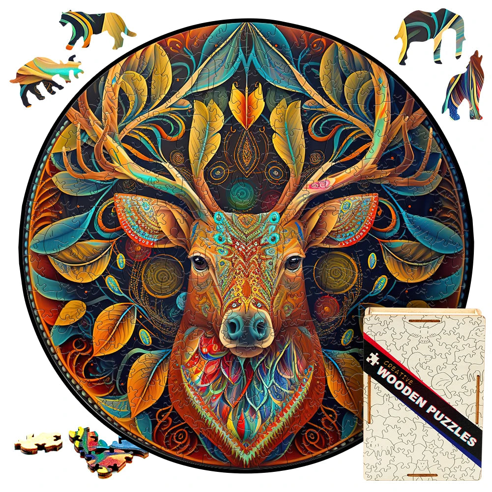 wooden-puzzle-for-adults-reindeer-puzzles-round-shape-animal-wood-puzzle-fun-challenging-deer-puzzles-gifts-for-children-guest