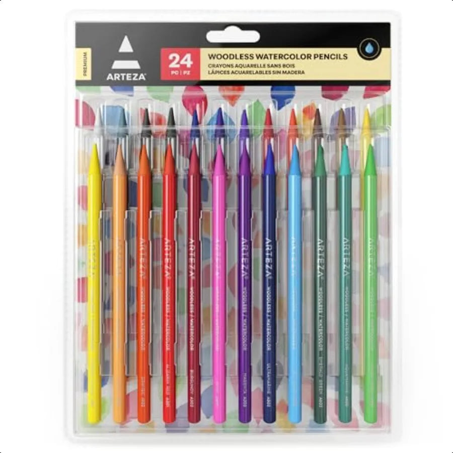 Arteza woodl watercolor pencils 24 drawing colored set for adults art plies blending and layering - united states