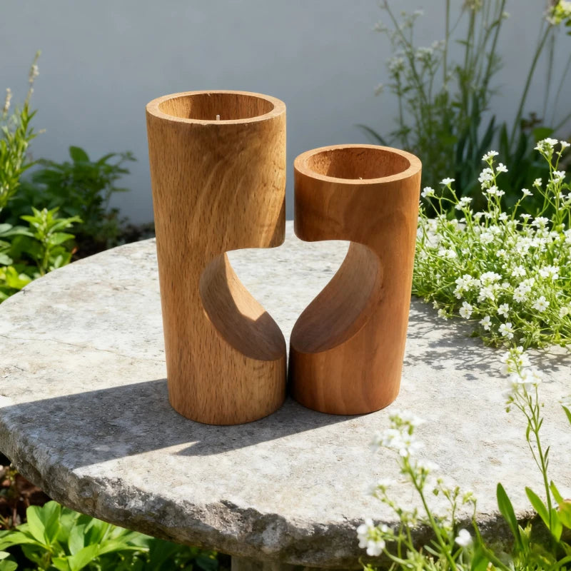 New heart-shaped candle holder creative romantic wooden party table ornament for valentine’s day christmas wedding